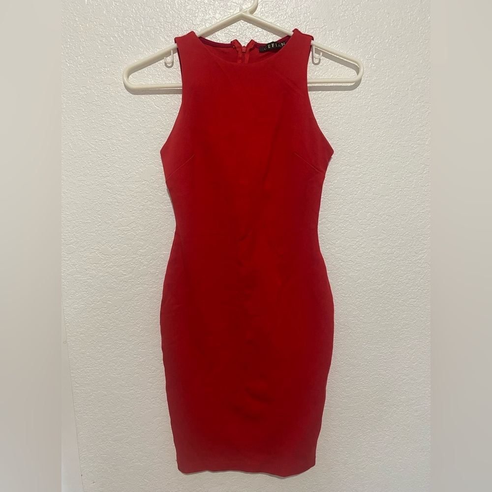 Red Bodycon Cocktail Dress Small – Sleeveless Fitted Party Dress